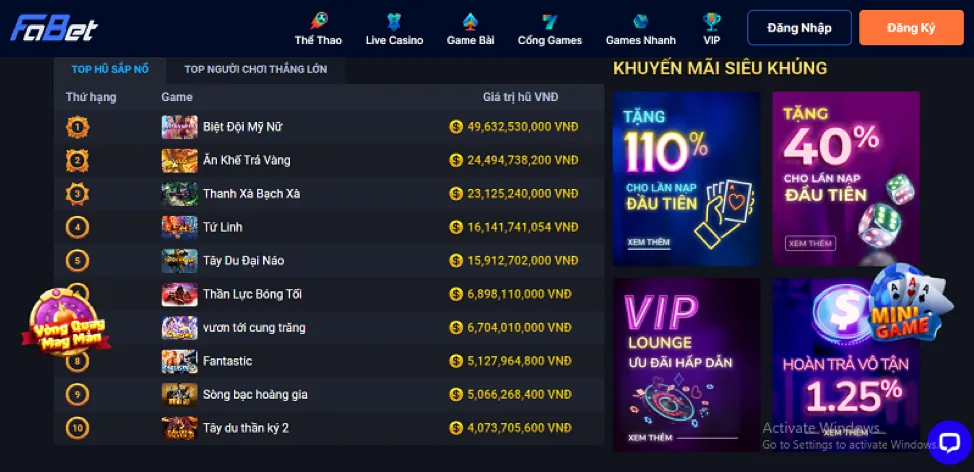 Các chương trình khuyến mãi hấp dẫn tại w888win
